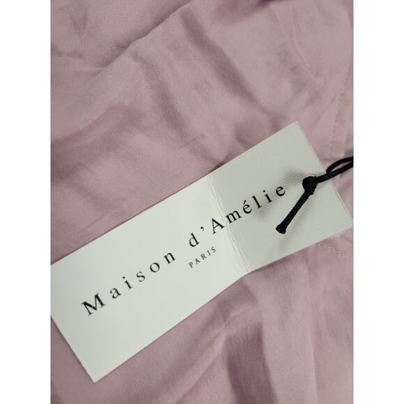 Maison d' Amelie NWT Tie Neck Dusty Pink Mauve Size XS 3/4 Sleeve Blouse Shirt - Picture 3 of 6